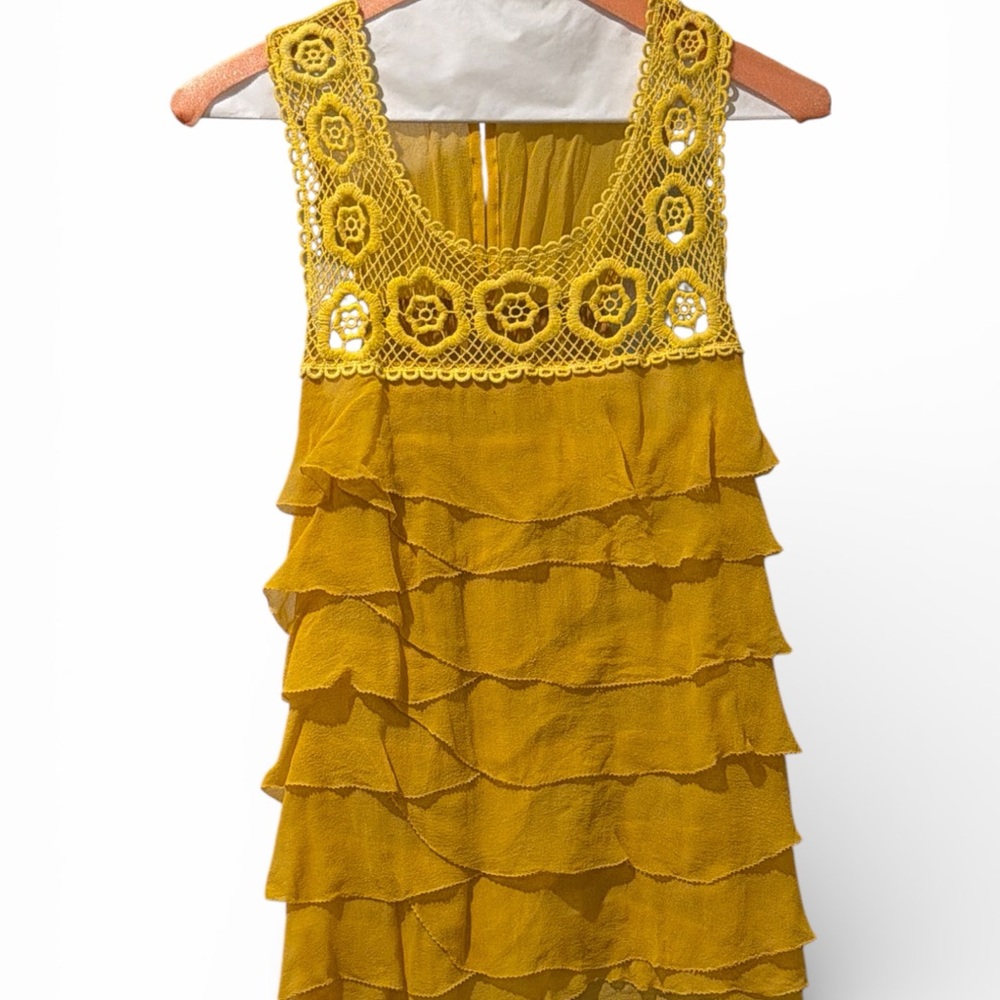 Yellow Sleeveless Ruffle Tank Top